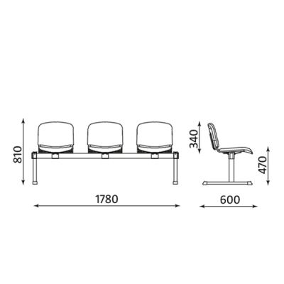 Пейка Iso Black Тройка, Текстил, Сив